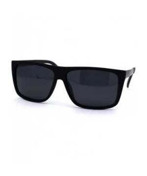 Mens Classic Polarized Flat Top Mobster Rectangular Sunglasses - Matte Black Solid Black - CY192WX9AAT $8.48 Rectangular