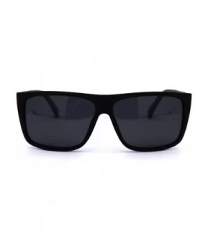 Mens Classic Polarized Flat Top Mobster Rectangular Sunglasses - Matte Black Solid Black - CY192WX9AAT $8.48 Rectangular