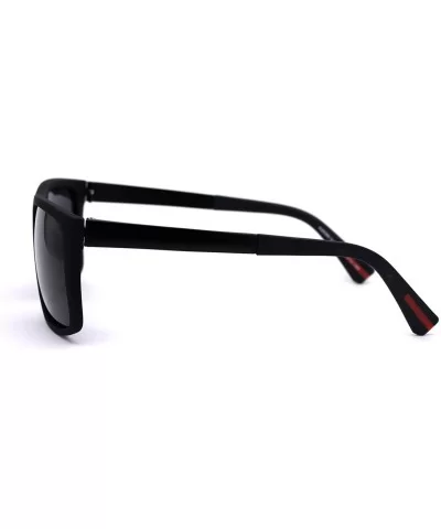 Mens Classic Polarized Flat Top Mobster Rectangular Sunglasses - Matte Black Solid Black - CY192WX9AAT $8.48 Rectangular