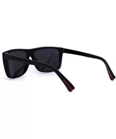 Mens Classic Polarized Flat Top Mobster Rectangular Sunglasses - Matte Black Solid Black - CY192WX9AAT $8.48 Rectangular