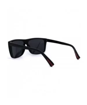 Mens Classic Polarized Flat Top Mobster Rectangular Sunglasses - Matte Black Solid Black - CY192WX9AAT $8.48 Rectangular