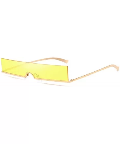 Unisex Fashion Frameless Candy Colors Plastic Lenses Sunglasses UV400 - Yellow - CL18N92MW4M $7.59 Rectangular