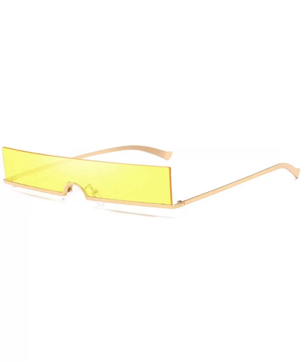 Unisex Fashion Frameless Candy Colors Plastic Lenses Sunglasses UV400 - Yellow - CL18N92MW4M $7.59 Rectangular