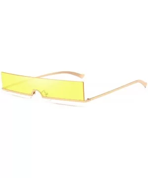 Unisex Fashion Frameless Candy Colors Plastic Lenses Sunglasses UV400 - Yellow - CL18N92MW4M $7.59 Rectangular