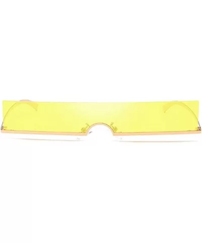 Unisex Fashion Frameless Candy Colors Plastic Lenses Sunglasses UV400 - Yellow - CL18N92MW4M $7.59 Rectangular