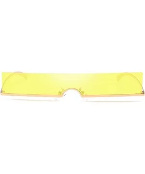 Unisex Fashion Frameless Candy Colors Plastic Lenses Sunglasses UV400 - Yellow - CL18N92MW4M $7.59 Rectangular