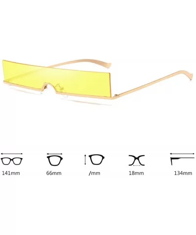 Unisex Fashion Frameless Candy Colors Plastic Lenses Sunglasses UV400 - Yellow - CL18N92MW4M $7.59 Rectangular