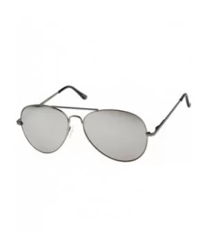 Classic Metal Frame Spring Hinges Color Mirror Lens Aviator Sunglasses 56mm - Gunmetal / Silver Mirror - CT12K05AJEH $7.43 Av...