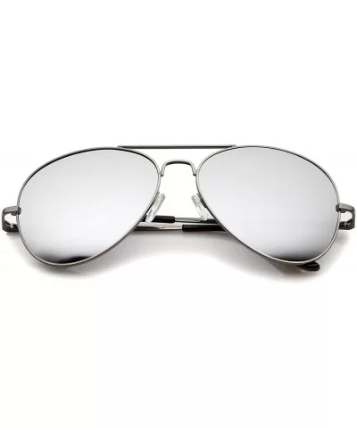 Classic Metal Frame Spring Hinges Color Mirror Lens Aviator Sunglasses 56mm - Gunmetal / Silver Mirror - CT12K05AJEH $7.43 Av...