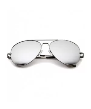 Classic Metal Frame Spring Hinges Color Mirror Lens Aviator Sunglasses 56mm - Gunmetal / Silver Mirror - CT12K05AJEH $7.43 Av...