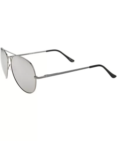 Classic Metal Frame Spring Hinges Color Mirror Lens Aviator Sunglasses 56mm - Gunmetal / Silver Mirror - CT12K05AJEH $7.43 Av...