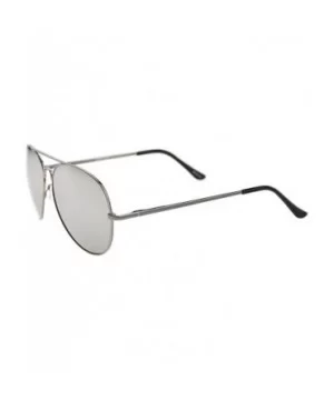 Classic Metal Frame Spring Hinges Color Mirror Lens Aviator Sunglasses 56mm - Gunmetal / Silver Mirror - CT12K05AJEH $7.43 Av...