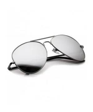 Classic Metal Frame Spring Hinges Color Mirror Lens Aviator Sunglasses 56mm - Gunmetal / Silver Mirror - CT12K05AJEH $7.43 Av...