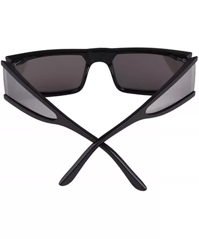 Clout Goggles Oversized Sunglasses Women Rectangle Frame Multiple Mirrored Lens Sunglasses - CH18A75SGNK $7.66 Oversized