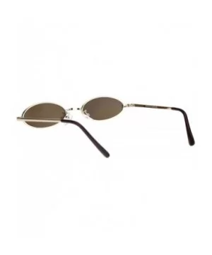 Super Small Skinny Sunglasses Oval Metal Frame Unisex Fashion UV 400 - Gold (Brown) - C418T2AD2EN $6.73 Oval