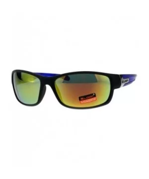 Xloop Sunglasses Mens Oval Rectangular Wrap Around Frame UV 400 - Black Blue (Orange Mirror) - CN18H8IEKIK $7.26 Sport