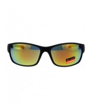 Xloop Sunglasses Mens Oval Rectangular Wrap Around Frame UV 400 - Black Blue (Orange Mirror) - CN18H8IEKIK $7.26 Sport