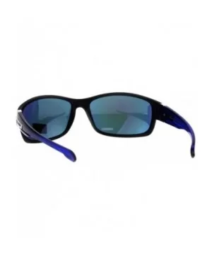 Xloop Sunglasses Mens Oval Rectangular Wrap Around Frame UV 400 - Black Blue (Orange Mirror) - CN18H8IEKIK $7.26 Sport