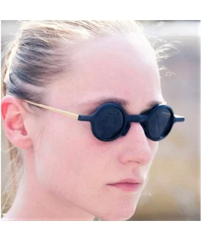 45576 Retro Steampunk Round Sunglasses Men Women Small Glasses C1 Black Black - C2 White Black - CN18YZWNE7D $8.88 Round