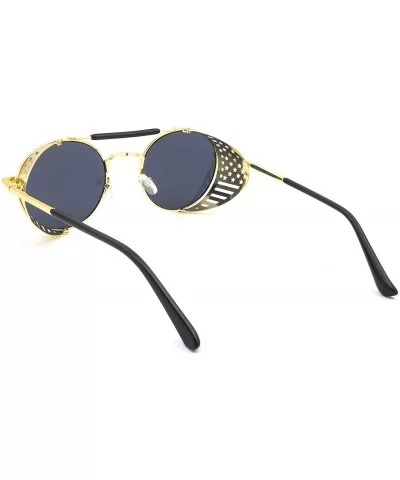 Steampunk Vintage Round Polarized Sunglasses for Men Women Lennon Style Eyewear - CF19023S8OK $14.12 Sport