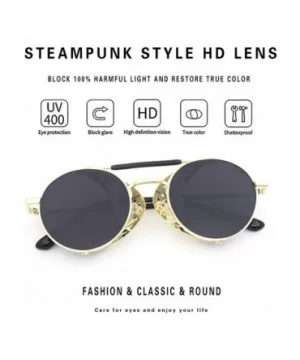 Steampunk Vintage Round Polarized Sunglasses for Men Women Lennon Style Eyewear - CF19023S8OK $14.12 Sport