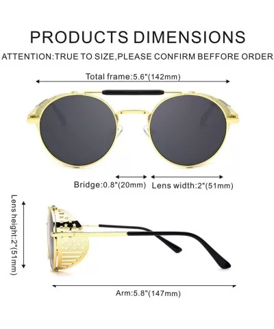 Steampunk Vintage Round Polarized Sunglasses for Men Women Lennon Style Eyewear - CF19023S8OK $14.12 Sport