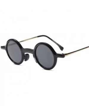 45576 Retro Steampunk Round Sunglasses Men Women Small Glasses C1 Black Black - C2 White Black - CN18YZWNE7D $8.88 Round