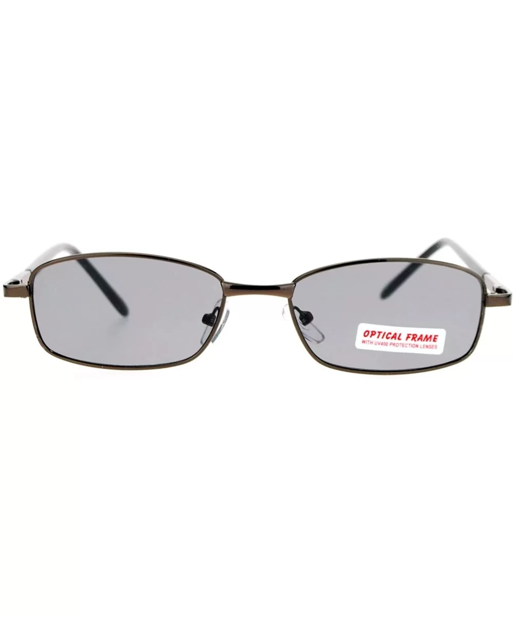 Vintage Style Narrow Rectangular Metal Rim Classic Sunglasses - Brown Black - C111J5JPN1Z $5.87 Rectangular