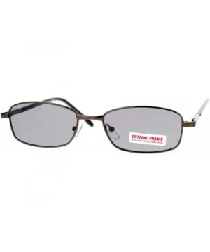 Vintage Style Narrow Rectangular Metal Rim Classic Sunglasses - Brown Black - C111J5JPN1Z $5.87 Rectangular