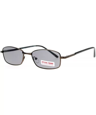 Vintage Style Narrow Rectangular Metal Rim Classic Sunglasses - Brown Black - C111J5JPN1Z $5.87 Rectangular