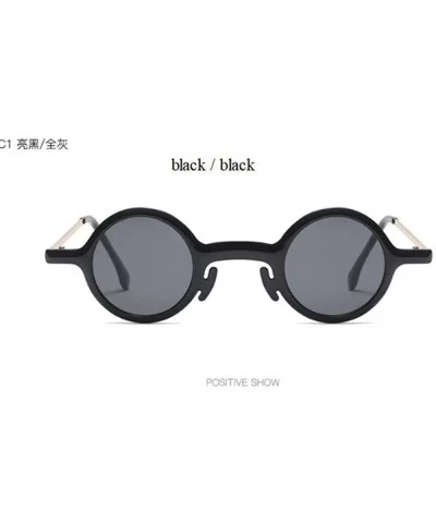 45576 Retro Steampunk Round Sunglasses Men Women Small Glasses C1 Black Black - C2 White Black - CN18YZWNE7D $8.88 Round