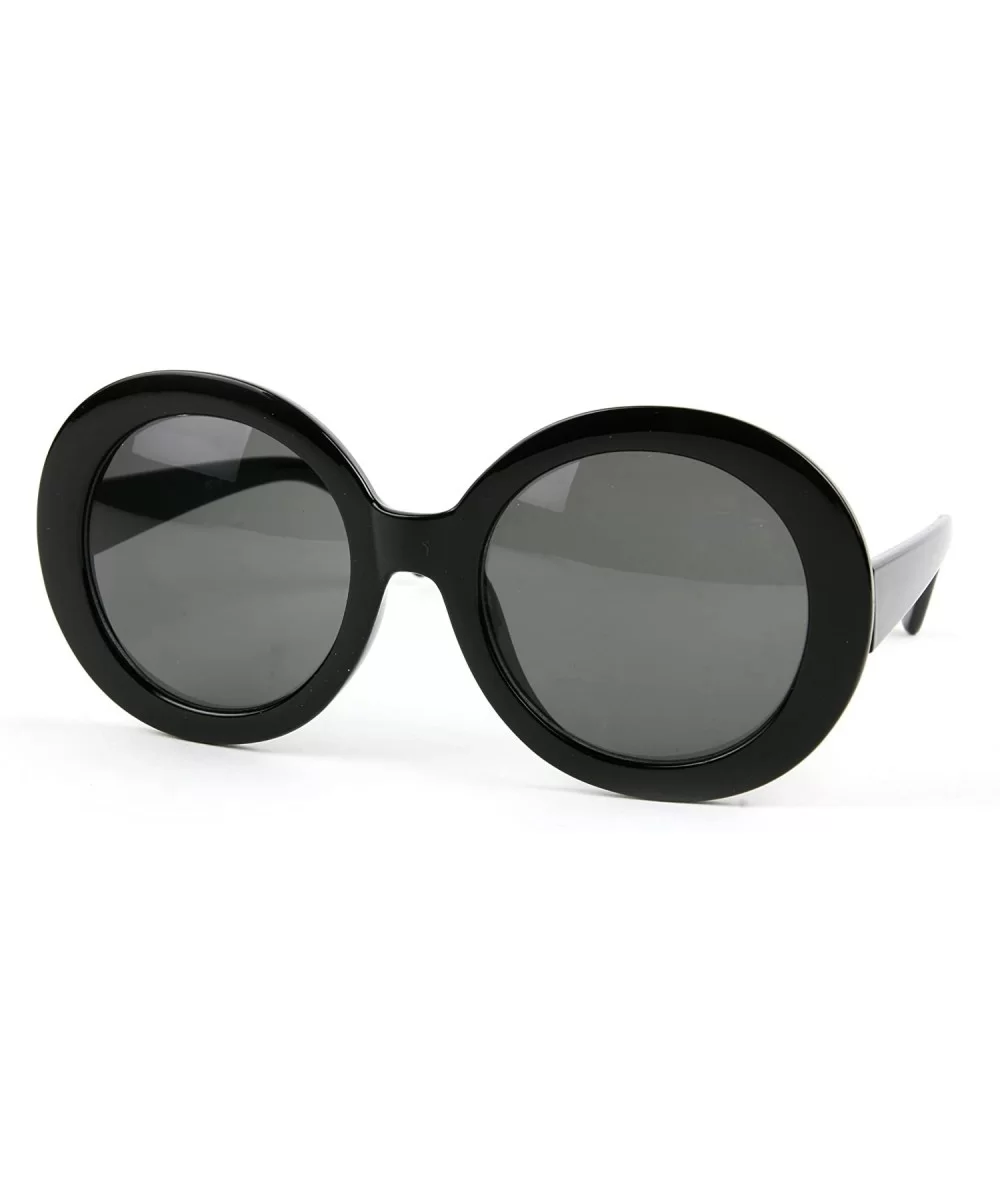 Women's Vintage Retro Frame Sunglasses - Black-smoke Lens - CG11EPHZU51 $9.08 Round