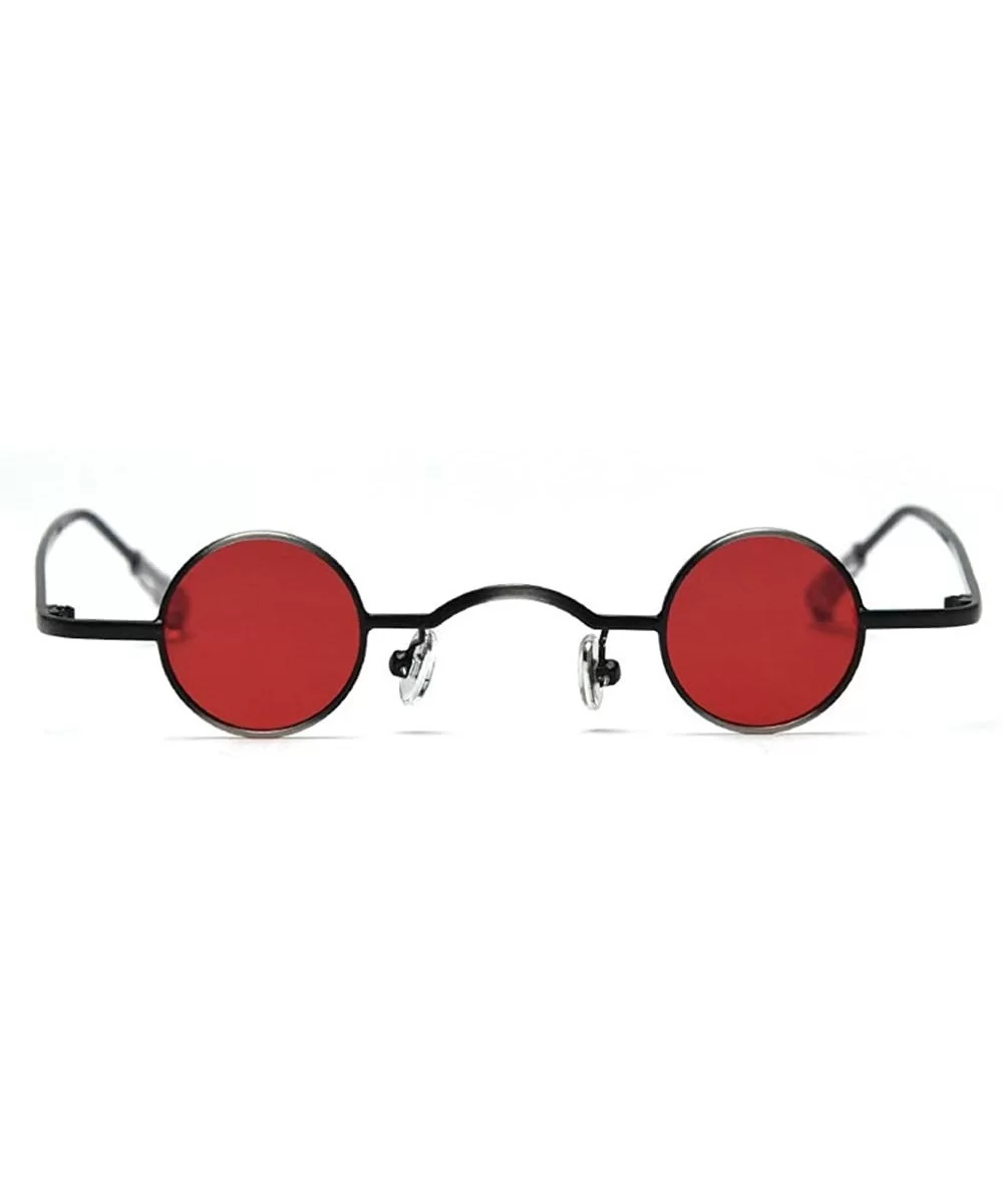 New fashion retro concave shape small round unisex metal frame brand designer ladies sunglasses - Red - C618SQTSAHN $10.92 Round