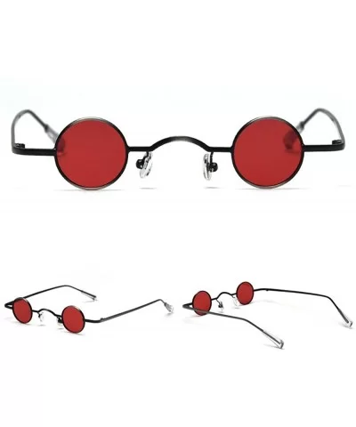 New fashion retro concave shape small round unisex metal frame brand designer ladies sunglasses - Red - C618SQTSAHN $10.92 Round