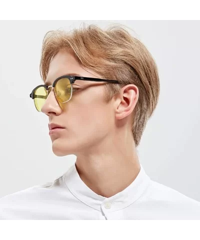 Semi Rimless Sunglasses for Women Men Oval Retro Sunglasses Driving Sunglasses colorful lens sunglasses UV400 - 4 - CM196AX06...