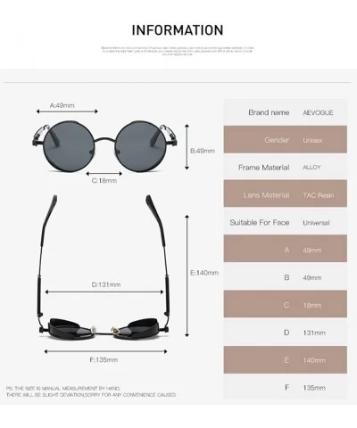 Polarized Sunglasses Steampunk Round Lens Metal Frame Unisex Glasses AE0519 - Silver&black - CA12OBTJZ0Z $8.37 Round