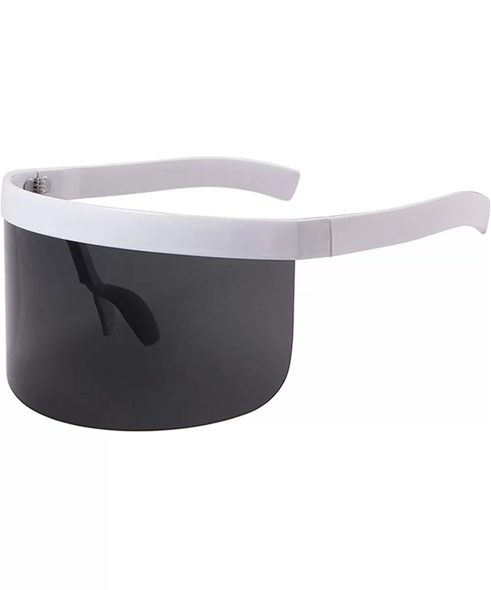 Oversized Mask Cover Shield Visor Style Big Frame Rimless Sunglasses Mono Lens UV400 - C6-white-smoke - CH18EIZSG0L $14.54 Go...