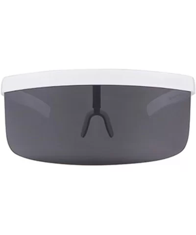 Oversized Mask Cover Shield Visor Style Big Frame Rimless Sunglasses Mono Lens UV400 - C6-white-smoke - CH18EIZSG0L $14.54 Go...