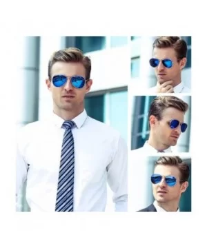 Sunglasses for Men Women Aviator Polarized Mirror with Case Metal UV 400 Lens Protection Vintage Retro Glasses - C818SW26LS4 ...