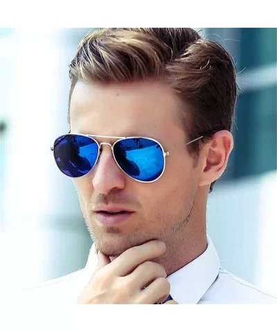 Sunglasses for Men Women Aviator Polarized Mirror with Case Metal UV 400 Lens Protection Vintage Retro Glasses - C818SW26LS4 ...