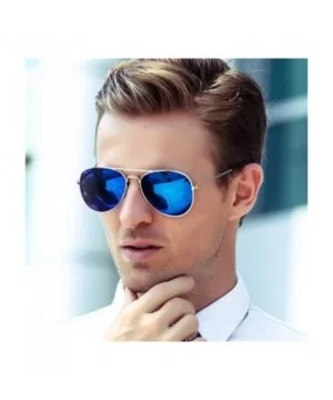 Sunglasses for Men Women Aviator Polarized Mirror with Case Metal UV 400 Lens Protection Vintage Retro Glasses - C818SW26LS4 ...