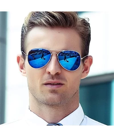 Sunglasses for Men Women Aviator Polarized Mirror with Case Metal UV 400 Lens Protection Vintage Retro Glasses - C818SW26LS4 ...