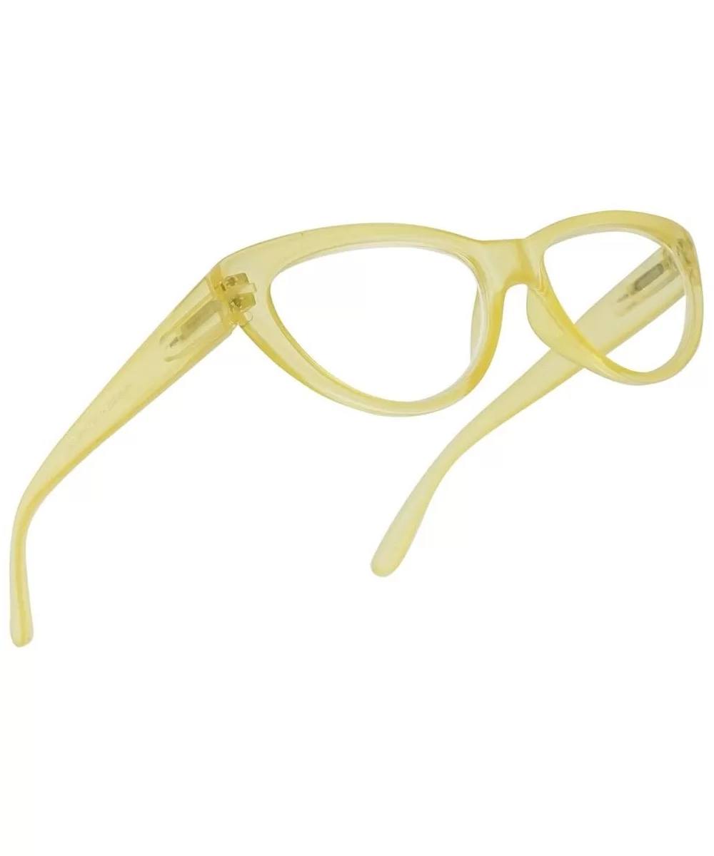 Small and Narrow Candy Colored Chic Cat Eyes Reading Readers Glasses with Spring Hinge (Yellow - 3.50) - Yellow - CA18Q0CL08K...