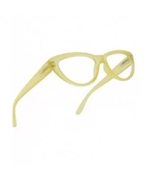 Small and Narrow Candy Colored Chic Cat Eyes Reading Readers Glasses with Spring Hinge (Yellow - 3.50) - Yellow - CA18Q0CL08K...