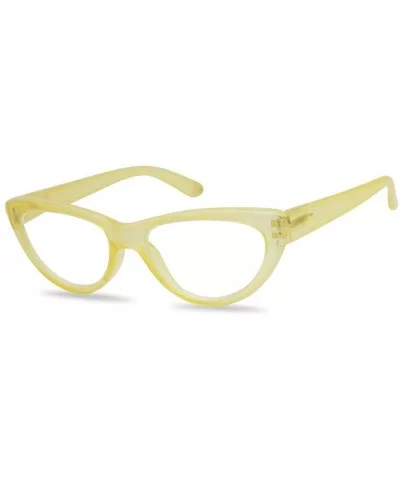 Small and Narrow Candy Colored Chic Cat Eyes Reading Readers Glasses with Spring Hinge (Yellow - 3.50) - Yellow - CA18Q0CL08K...