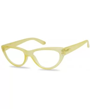 Small and Narrow Candy Colored Chic Cat Eyes Reading Readers Glasses with Spring Hinge (Yellow - 3.50) - Yellow - CA18Q0CL08K...