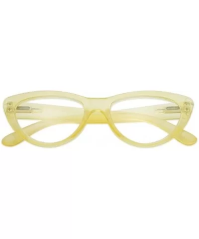 Small and Narrow Candy Colored Chic Cat Eyes Reading Readers Glasses with Spring Hinge (Yellow - 3.50) - Yellow - CA18Q0CL08K...