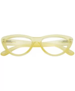 Small and Narrow Candy Colored Chic Cat Eyes Reading Readers Glasses with Spring Hinge (Yellow - 3.50) - Yellow - CA18Q0CL08K...