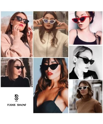 Retro Vintage Narrow Cat Eye Sunglasses for Women Clout Goggles Plastic Frame Cardi B SJ2044 - CM189K98NGD $9.91 Cat Eye