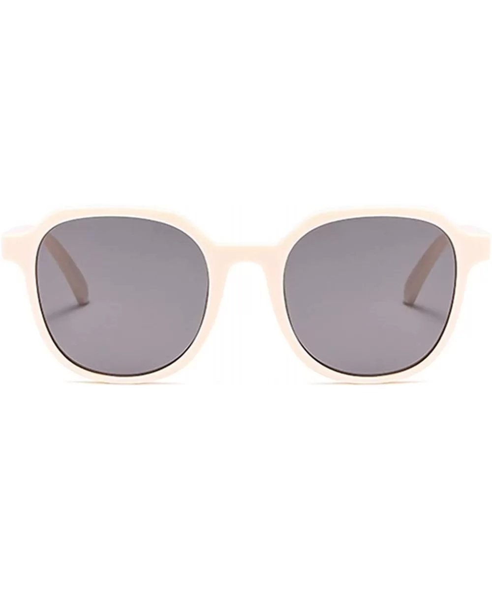 Unisex Sunglasses Retro Bright Black Grey Drive Holiday Round Non-Polarized UV400 - Beige Grey - CC18RLIUY7G $5.00 Round